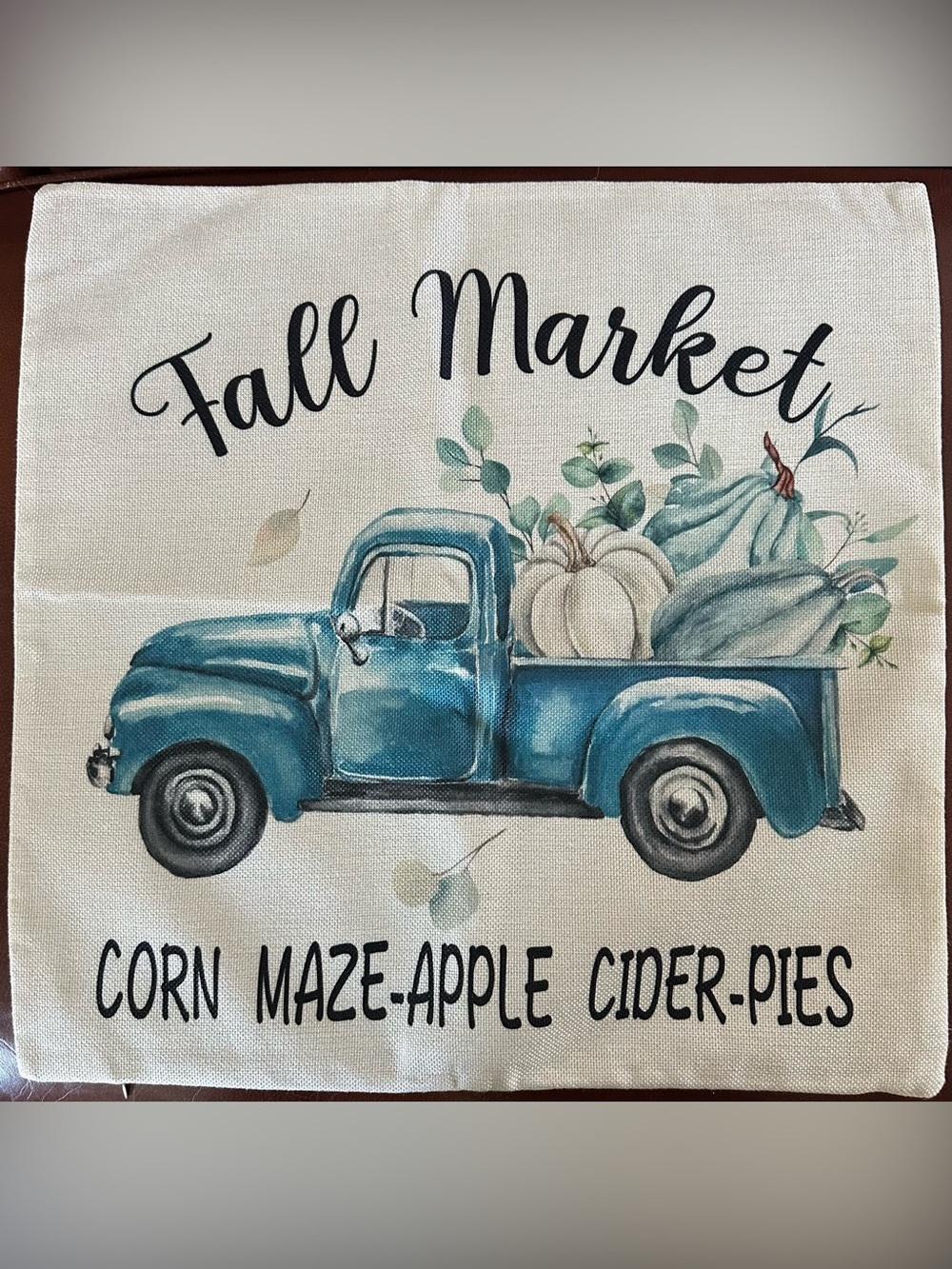 Set of 4 Fall Decorative Pillow Cases in Blues, Teals, Cream & Gray 18”x18” NEW